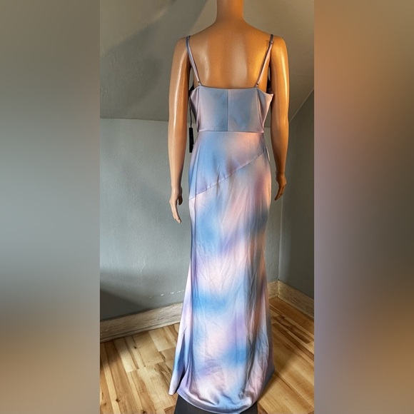 Liv Foster Pastel Tie Dye Satin Cowl Neck Gown Size 10 NWT - Picture 5 of 5